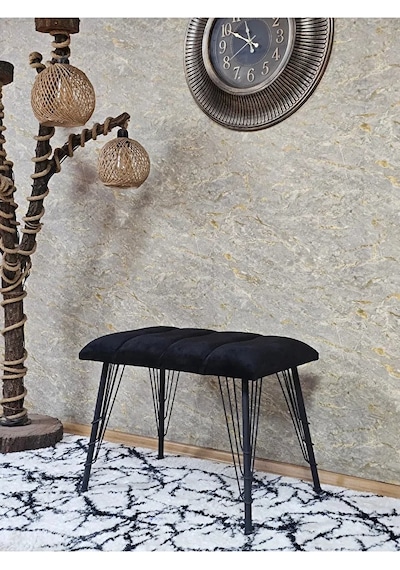 Metal Siyah Tel Ayaklı 60 Cm Puf Bench - Puf - Bench - Oturak - M Çok Renkli