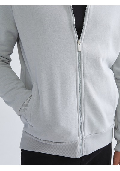 LC Waikiki Lc Waıkıkı Gri Kolej Yaka Erkek Kalın Fermuarlı Sweatshirt