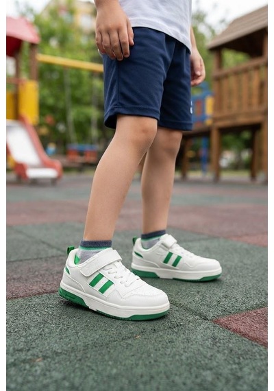 Fort Cool Foor Rahat Esnek Sneaker Erkek Çocuk Spor Ayakkabı Beyaz - Yeşil