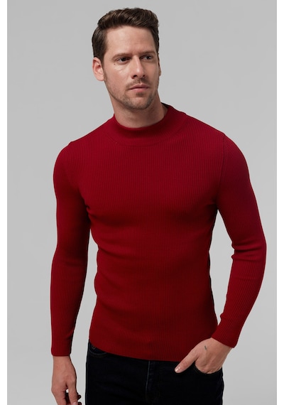 Twn Slim Fit Kırmızı Rib Örgü Kazak 5ec0606317701 601