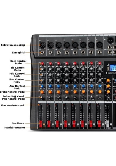 Midex - Deck Mikser 16 Kanal Ses Mikseri (DM-16)