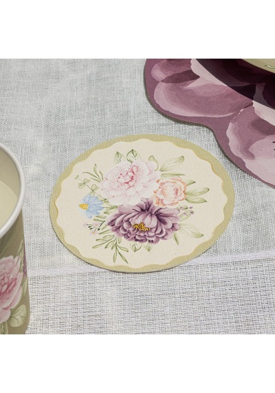 Peony Kağıt Bardak Altlığı 10 Cm 12'li Paket Beyaz