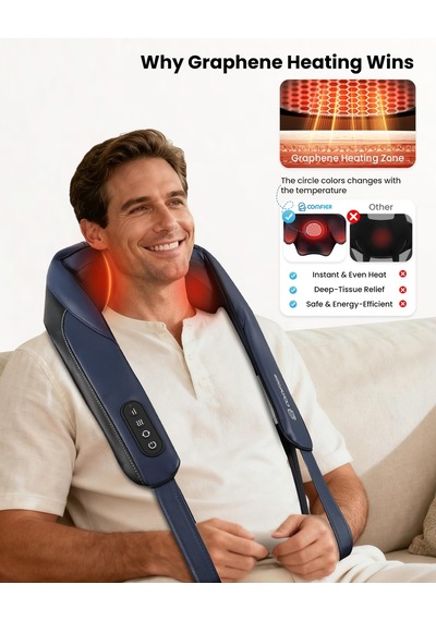 Comfıer Isıtmalı Shiatsu Boyun Masajı, Derin Doku Ağrısını Gidermek İçin Kablosuz Boyun Ve Omuz Masajı, Grafen Isıtma, 4d Yoğurma Sırt Masajı Yastığı, Şarj Edilebilir Comfıer Isıtmalı Shiatsu Boyun Masajı, Derin Doku Ağrısını Gidermek İçin Kablosuz Boyun Ve Omuz Masajı, Grafen Isıtma, 4d Yoğurma Sırt Masajı Yastığı, Şarj Edilebilir