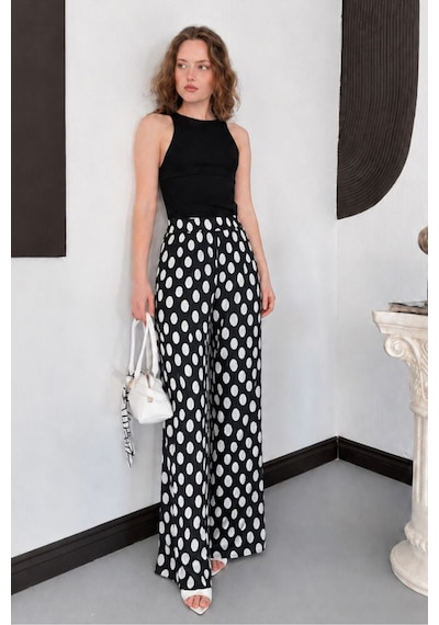 Verymoda Puantiyeli Plise Pantolon D3071 Topshow Siyah