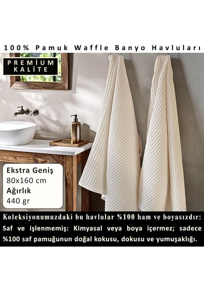 Tr Püskül Lüks Waffle Banyo Havlusu, 80x160 Cm Büyük Boy Havlu Pakette 1-adet Diğer