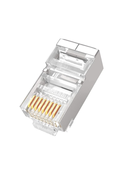 100 Adet Metal Rj45 Jak Konnektör Cat5 Cat6 8P8C Uç 8 Pinli Rj 45