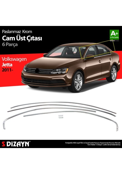 S-Dizayn  Volkswagen Jetta Krom Cam Üst Çıtası 6 Prç. 2011 Üzeri