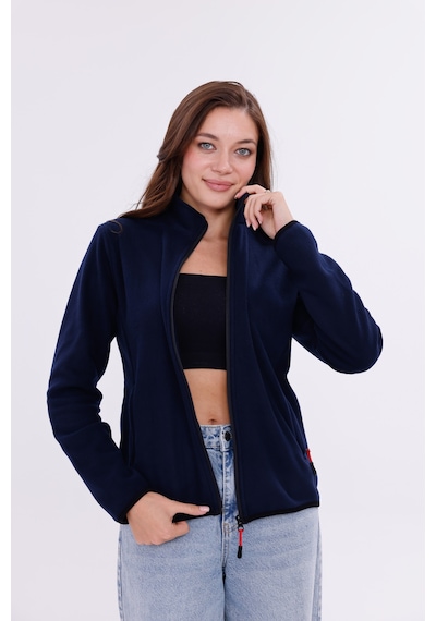 Monox Kadın Slim Fit Tam Fermuarlı Polar Ceket Lacivert