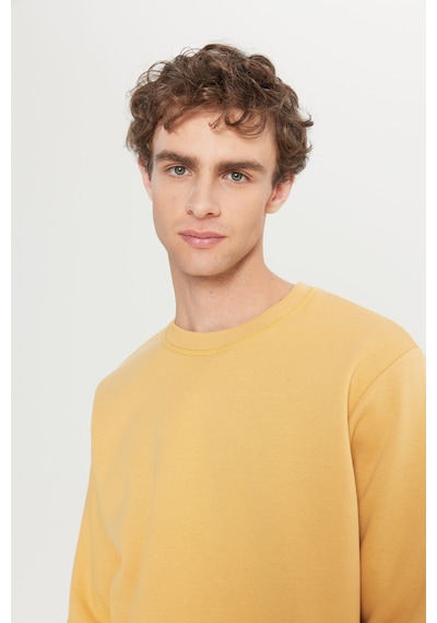 AC&Co / Altınyıldız Classics Erkek Hardal Standart Fit Normal Kesim İçi Polarlı Bisiklet Yaka Sweatshirt Hardal