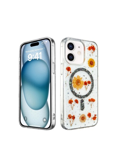 Newface - 383 - İphone 12 Kılıf Daisy Simli Magsafe Kapak - Edntrend - - Siyah