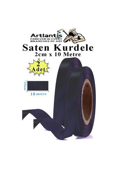 Siyah Kurdele Saten 2 Cm 10 Metre 2 Adet Saten Kurdela Parlak Hediye Ve Süsleme Şeridi Süs Paketleme Çiçek Saç El