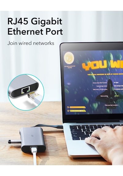 Esr 8-in-1 Usb-c Hub: 4k Hdmı, Gigabit Ethernet Rj45 , 100w Pd Şarj Ve Yüksek Hızlı Veri Aktarımı