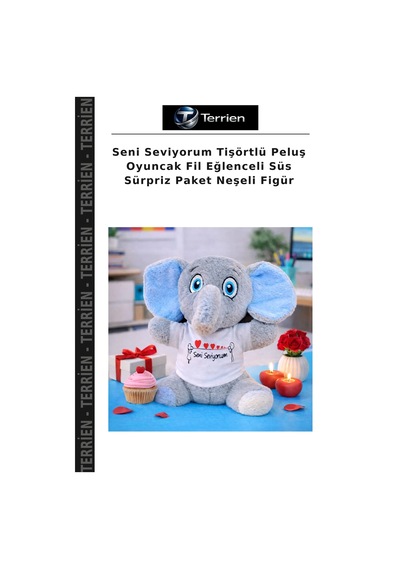 Seni Seviyorum Tişörtlü Peluş Oyuncak Fil Eğlenceli Süs Sürpriz Paket Neşeli Figür Çok Renkli