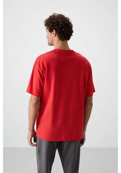 Air Jones Tommy Life Fiesta Pamuklu Kalın Yüzeyi Dokulu Oversize Fit Baskılı Erkek T-shirt - 88370 Kirmizi Air Jones Tommy Life Fiesta Pamuklu Kalın Yüzeyi Dokulu Oversize Fit Baskılı Erkek T-shirt - 88370 Kirmizi