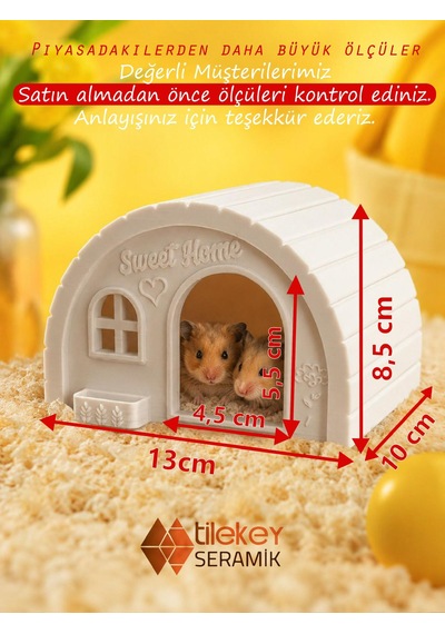 3d Baskı Hamster Evi Şık Beyaz Tasarım Kemirgen Yuvası Çıkarılabilir Tabanlı Hamster Kulübesi