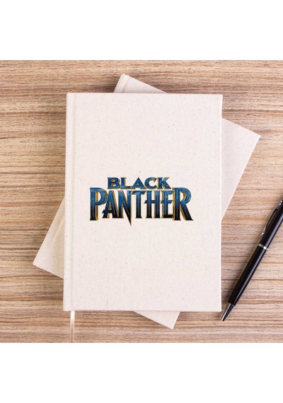 Black Panter Blue Text Çizgisiz Kanvas Defter Krem