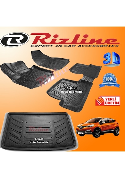 Captur 3D Paspas+Bagaj Havuzu 2013-2018 Arası Set Rizline N11.7240