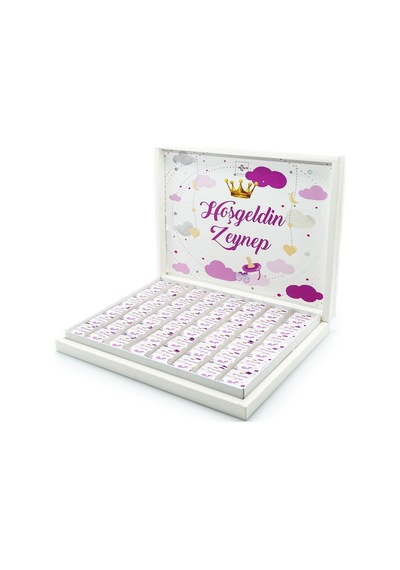 Kız Bebek Çikolatası 144 Adet Napoliten Çikolata Pembe Taç