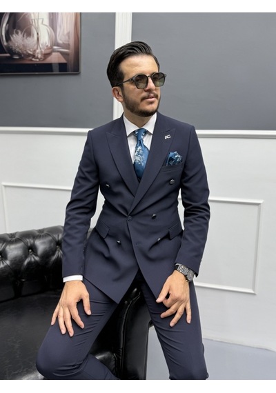 Avni Ceylan Milano Doppio Stil Kruvaze Takım Elbise Lacivert