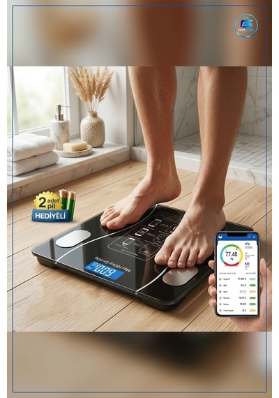 Vücut Analizli Bluetooth Dijital Baskül 180kg/50g Tartı Akıllı Ki