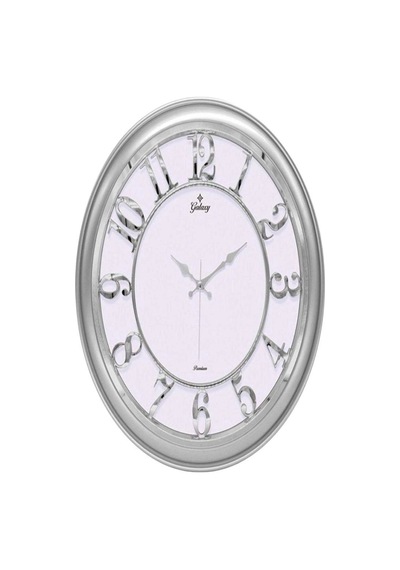 Premium Beyaz Gümüş Metalize Duvar Saati Çok Renkli