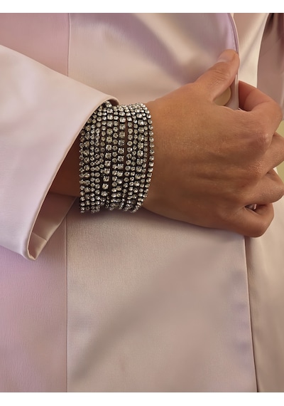 Çoklu Döküm Su Yolu Rhinestone Füme Renk Kristal Bileklik