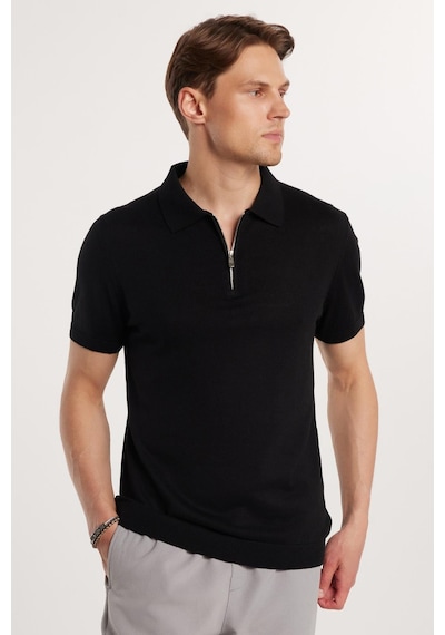 Tudors Erkek Slim Fit Dar Kesim Pamuklu Örme Triko Fermuarlı Siyah Polo Yaka Tişört-33178 Siyah Tudors Erkek Slim Fit Dar Kesim Pamuklu Örme Triko Fermuarlı Siyah Polo Yaka Tişört-33178 Siyah