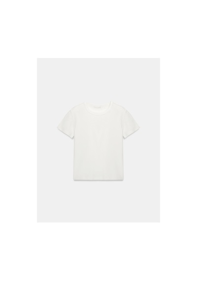 Dilvin 32779 Bisiklet Yaka T-shirt-ekru-16478
