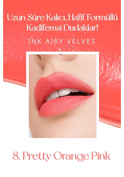 Peripera Ink Airy Velvet Ruj 8 Pretty Orange Pink