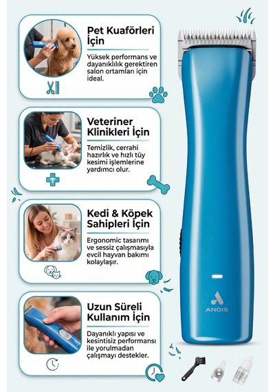 Emerge Lite Şarjlı Profesyonel Kedi Köpek Tıraş Makinesi - 1,5 Mm Kesen 10 Numara Uç