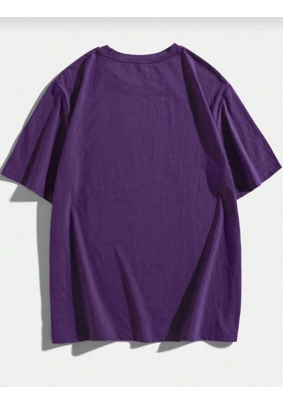 Kozia Outdoors Sevimli Kedi Baskılı Oversize Basic O Yaka Unisex T-şhirt Mor Mor