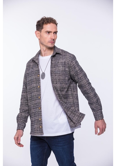 Oversize Oduncu Yumuşak Dokulu %100 Cotton Hediye Kutulu Erkek Gömlek Fs-002168 - Pudra-1744