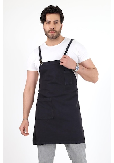 Barista Askılı Önlük Tek Cepli - Füme-12782 Füme