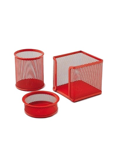 Drt 412 3 Lü Kırmızı Masaüstü Kalemlik Set