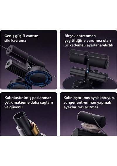 Sunup Sn-29962 Çift Vantuzlu Ev Tipi 3 Kademe Boy Ayarlı Mekik - Karın Egzersiz Aleti Çok Renkli