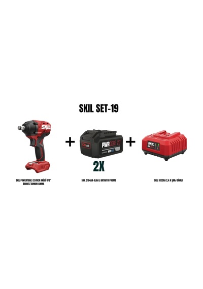 Skil Set-19 Skil Powertools 3241CA Akülü 1/2" Darbeli Somun Sıkma + 2x Skil 3104AA 4AH Li Batarya Promo + Skil 3122AA 2.4A Şarj Cihazı