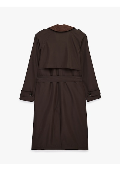 Koton Uzun Kollu Yakası Süet Görünümlü Kemerli Kruvaze Oversize Gabardin Trençkot Kahverengi 6sak00002pw Kahve Koton Uzun Kollu Yakası Süet Görünümlü Kemerli Kruvaze Oversize Gabardin Trençkot Kahverengi 6sak00002pw Kahve
