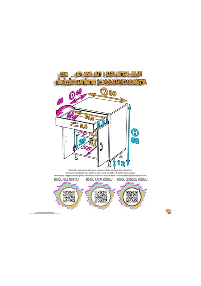 Modilayn Qplas Xxxl Set Ocak Altı Dolap 80x88x48 Cm Çekmeceli, Kapaklı 2 Göz Raf Bölmeli Beyaz Modilayn Qplas Xxxl Set Ocak Altı Dolap 80x88x48 Cm Çekmeceli, Kapaklı 2 Göz Raf Bölmeli Beyaz