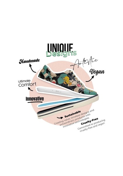 Kadın Vegan Deri Çok Renkli Sneakers - Warner Bros Catch Me If You Can Tweety Tasarım