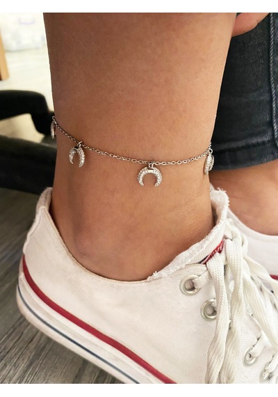Kadın Ay Model Gümüş Halhal Silver