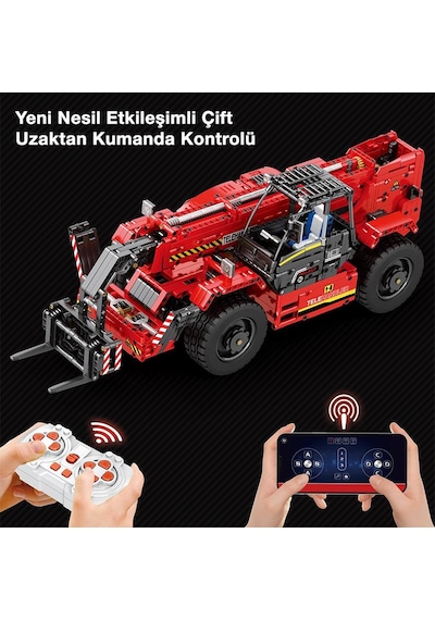 Reobrix Technic 22020 Teleskopik Kollu Forklift Telescopic Arm Forklift Kumandalı&motorlu Yaratıcı Yapı Blok Seti Building Blocks - 2096 Parça