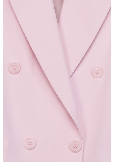Thalure Kadın Pembe Oversize Kruvaze Blazer