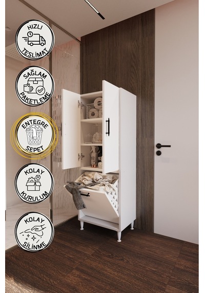 Orkide Çamaşır Sepetli 2 Kapaklı Çok Amaçlı Dolap Banyo Kirli Çamaşır Dolabı Beyaz Orkide Çamaşır Sepetli 2 Kapaklı Çok Amaçlı Dolap Banyo Kirli Çamaşır Dolabı Beyaz