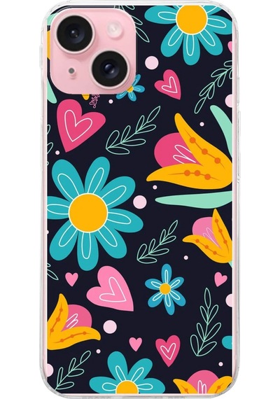 Apple Uyumlu iPhone 15 İle 1mm Slim Fit Retro Renkler 1 Baskılı Şeffaf Kılıf