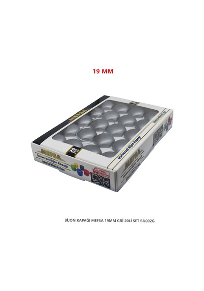 Bijon Kapağı Düz 19 Mm Gri 20 Li Set