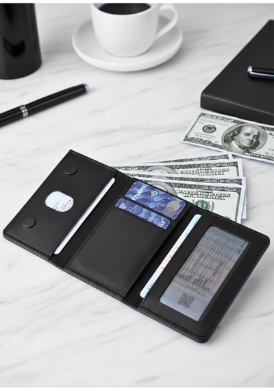 Constraın - Magsafe İle Uyumlu Deri Kartlık Cüzdan - Siyah