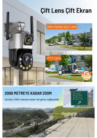 Bester 36x Zoom 2000 Metre Yakınlaştırma 6 Mp Wifi Çift Lensli Pt