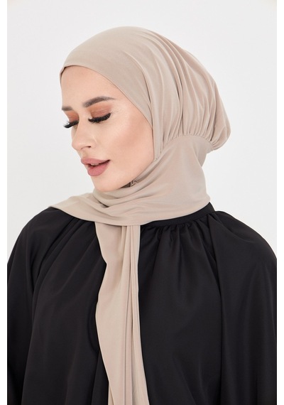 Hürrem Bone Bej Pratik Hazır Geçmeli Tesettür Bone Sandy Boyunluklu Çıtçıtlı 2505 12 Bej