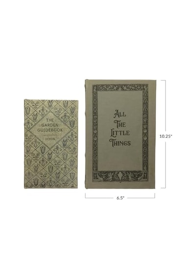 Creative Co-op Mdf Ve Kanvas Kitap, 2&apos Li Set All The Little Things Saklama Kutusu, Doğal, 2