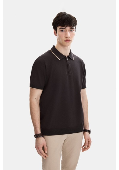 Back And Bond Kahverengi Regular Fit Fermuarlı Polo Yaka Triko Çok Renkli